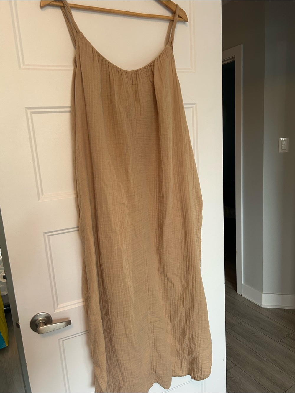 Relaxed Maxi Slip Skirt in Tan